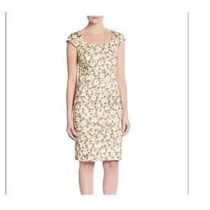 Peserico Floral Square Neck Cap Sleeve Sheath Dress 48
